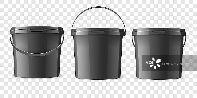 逼真3D黑色塑料食品桶图片素材