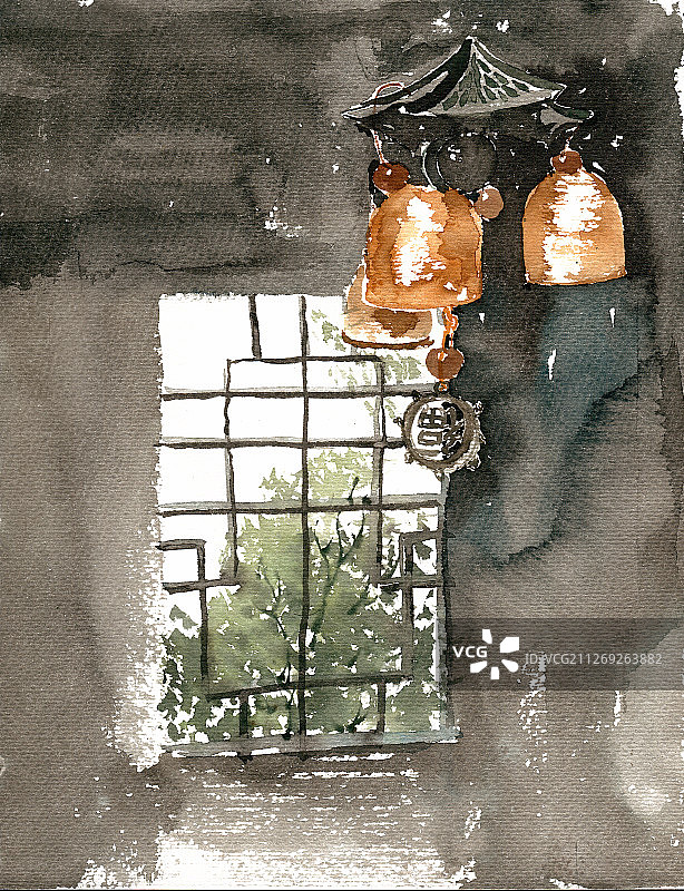 窗前的铜铃图片素材