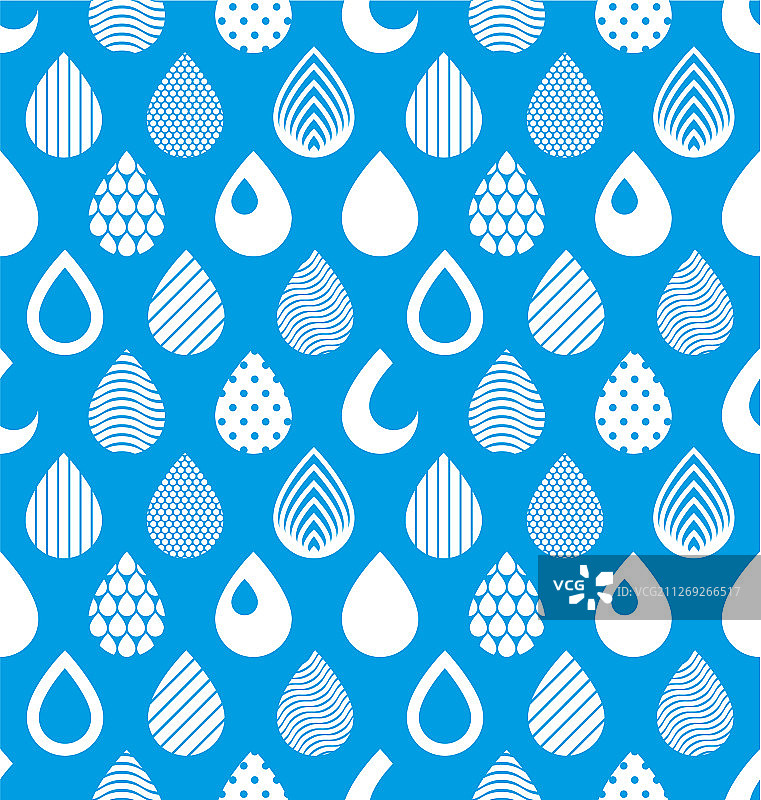 蓝色雨滴无缝图案图片素材