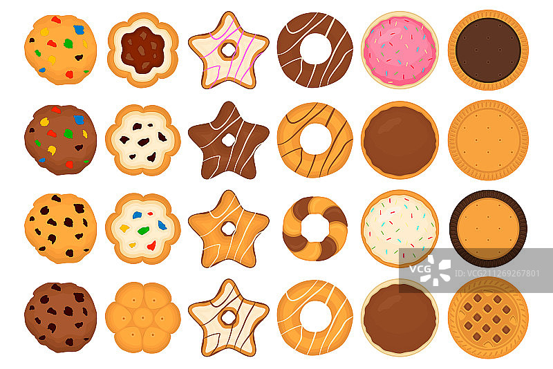 一套不同饼干的彩色组合图片素材