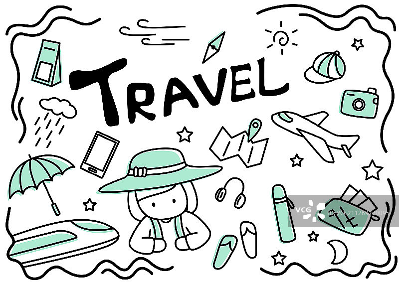 旅行涂鸦手账风图片素材