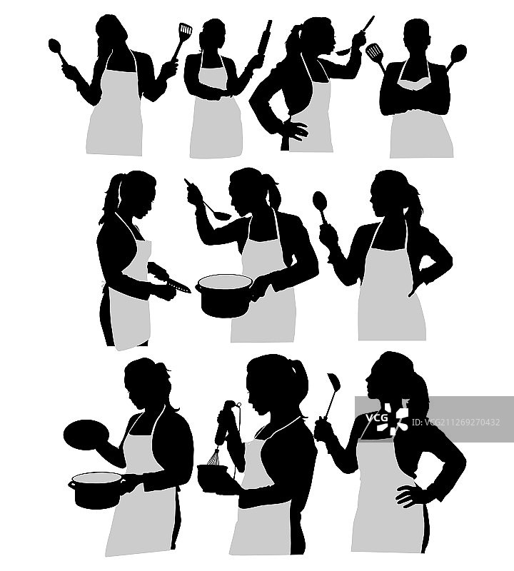 女孩与厨房用具图片素材