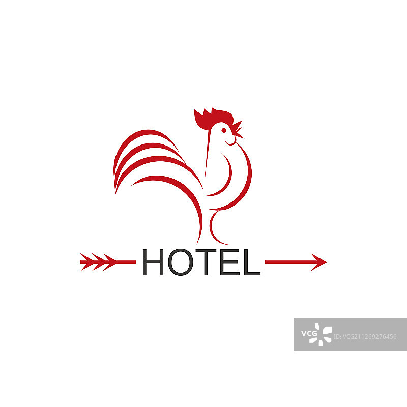 乡村酒店标志设计的红色公鸡图片素材