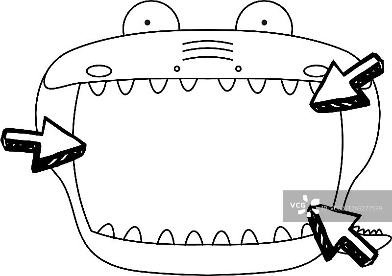 可爱凯门鳄白板轮廓图片素材