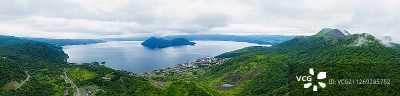 日本北海道洞爷湖航拍户外风光图片素材