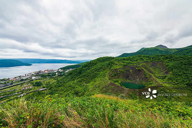 日本北海道洞爷湖户外风光高视角图片素材