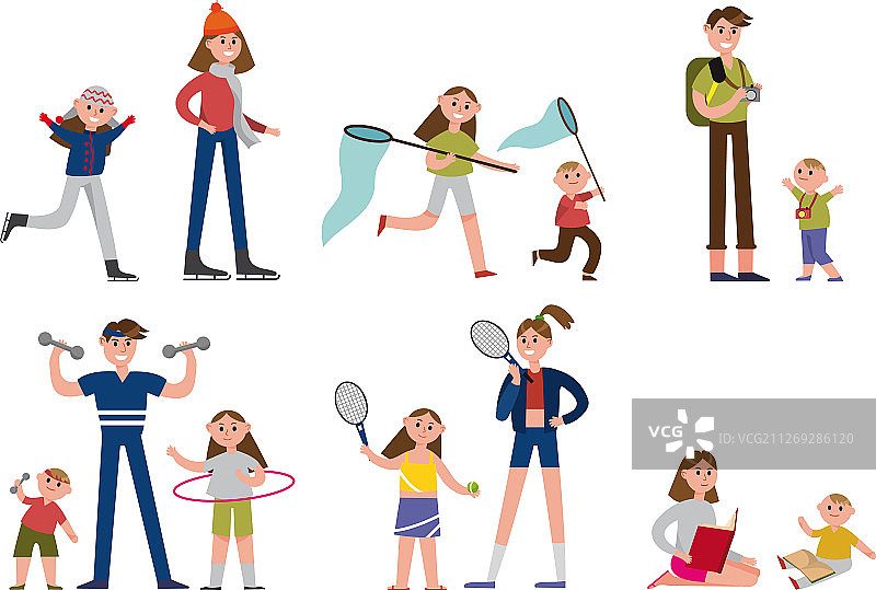 幸福家庭的运动和其他趣味活动图片素材