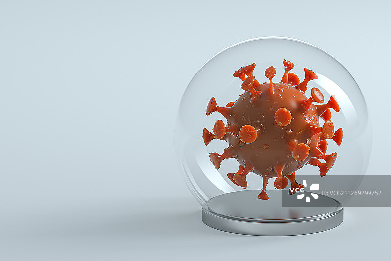 3D玻璃罩内的病毒图片素材