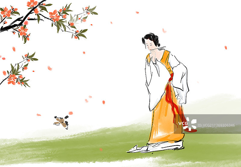 古典名著红楼梦水墨中国画人物金陵十二钗插画图片素材