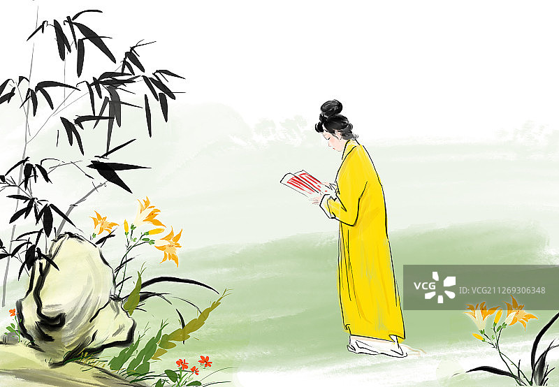 古典名著红楼梦水墨中国画人物金陵十二钗插画图片素材