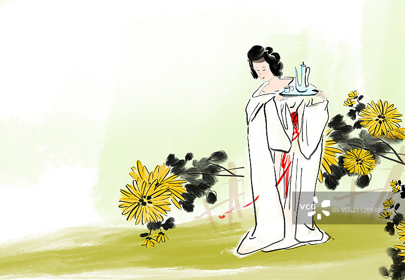 古典名著红楼梦水墨中国画人物金陵十二钗插画图片素材