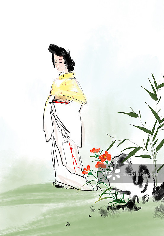 古典名著红楼梦水墨中国画人物金陵十二钗插画图片素材