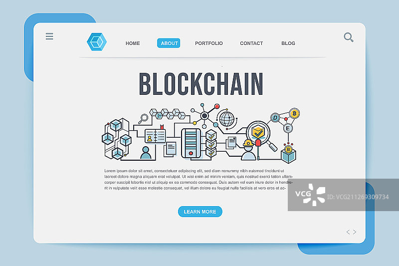 区块链着陆页网页设计模板图片素材
