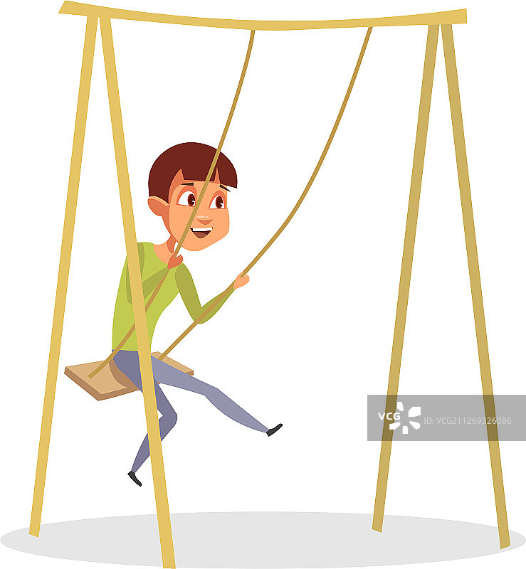 快乐的男孩荡秋千图片素材