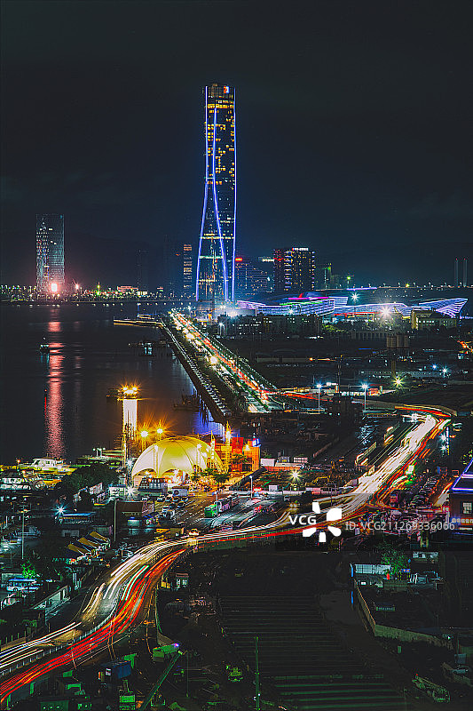 广东珠海 横琴会展中心夜景图片素材