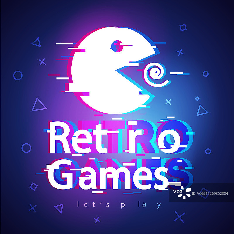 故障效果复古游戏霓虹灯标志图片素材