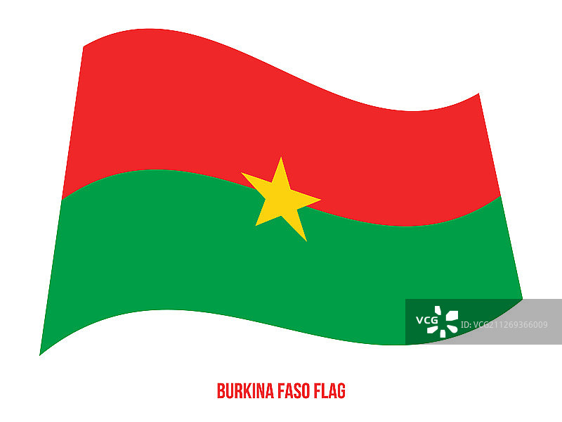 布基纳法索国旗在白色背景下飘扬图片素材