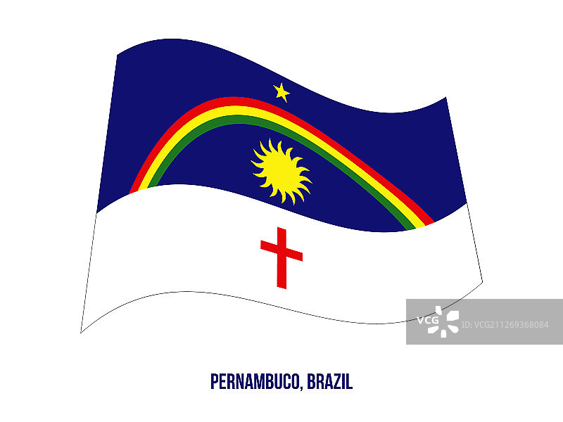 在白色背景上飘扬的伯南布哥州旗图片素材