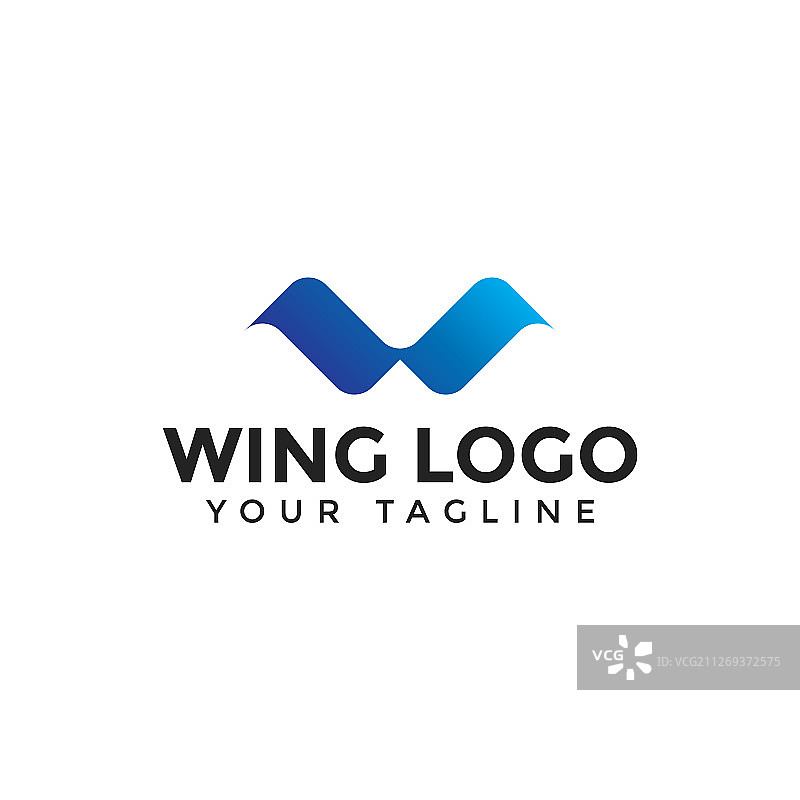 首字母W翅膀logo设计模板图片素材