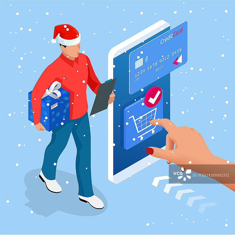2.5D圣诞节线上购物冬季元素图片素材