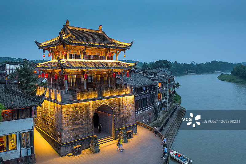 黄龙溪东寨门+四川省成都市双流区黄龙溪古镇图片素材