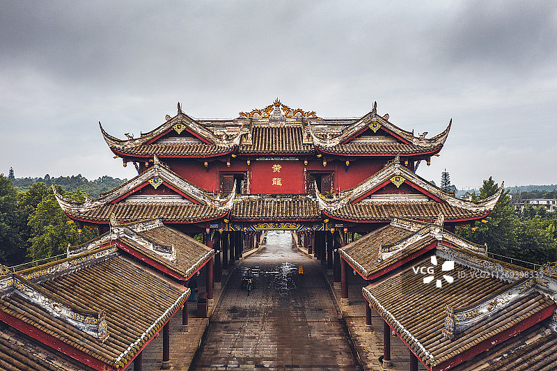 黄龙溪廊桥+四川省成都市双流区黄龙溪古镇图片素材