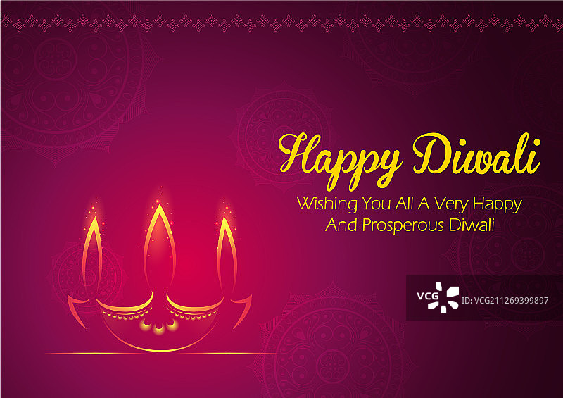 排灯节快乐节日背景上的油灯图片素材