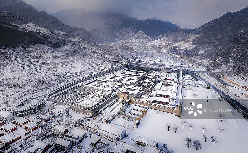 天津蓟县黄崖关长城雪景图片素材