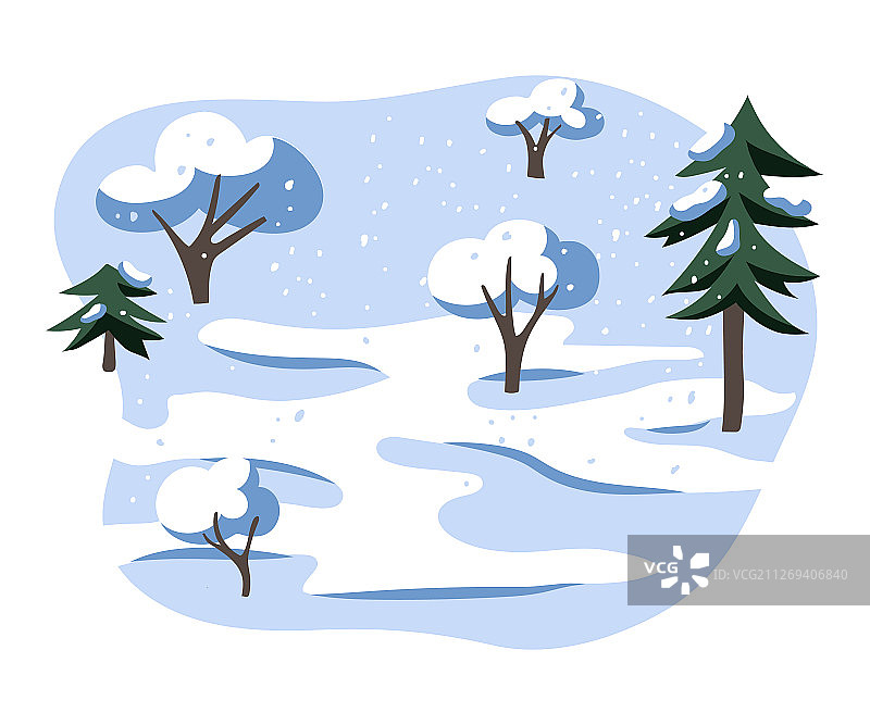 冬季景观扁平风格图片素材