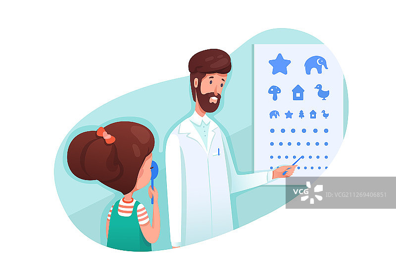 眼科诊所就诊扁平插画图片素材