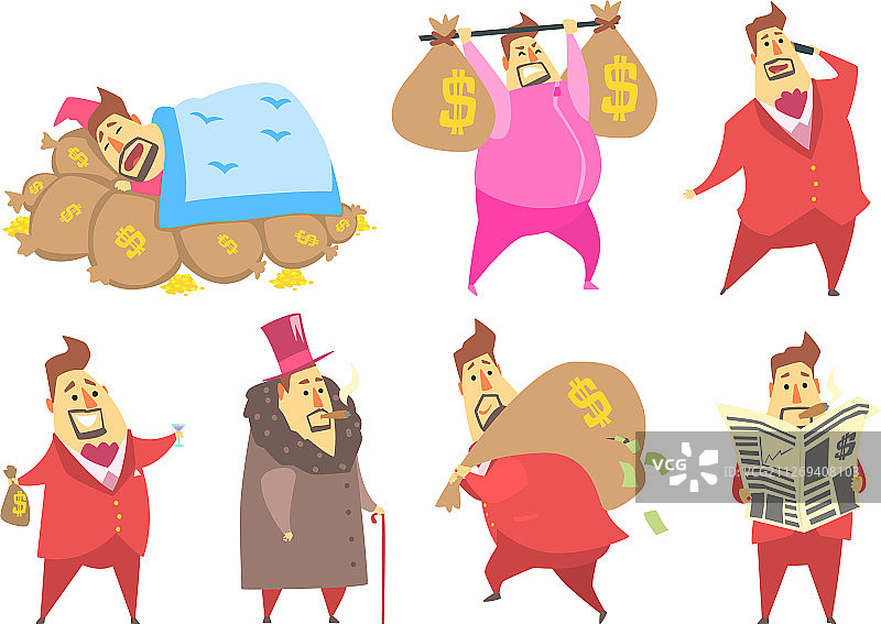 不同场景下的有趣富豪图片素材