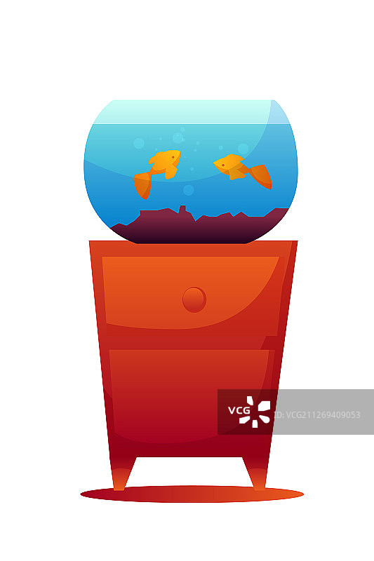 水族箱中的扁平风金鱼图片素材