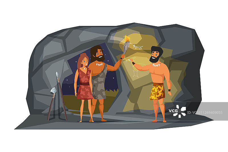 石器时代的人们发现火图片素材