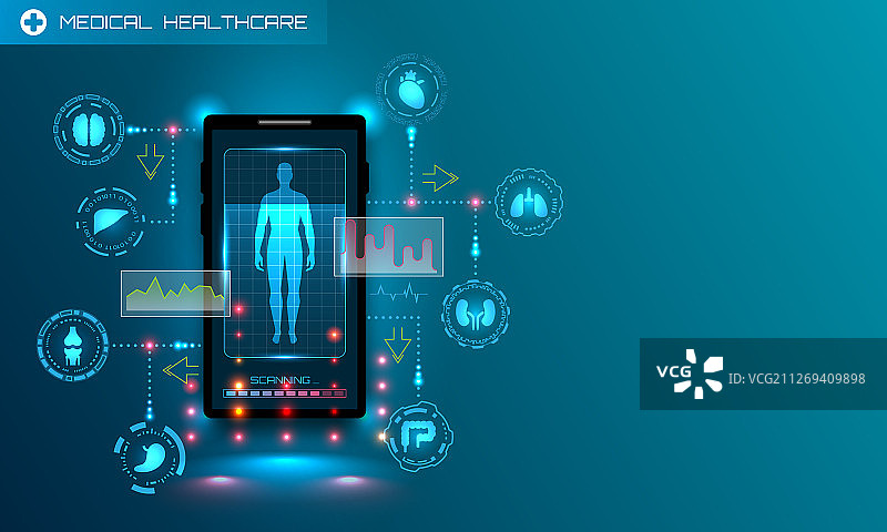 医学APP的HUD用户界面医学研究图片素材