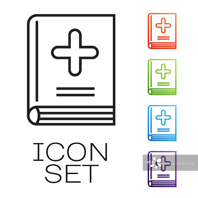 白色背景上的黑色线条医学书籍图标图片素材