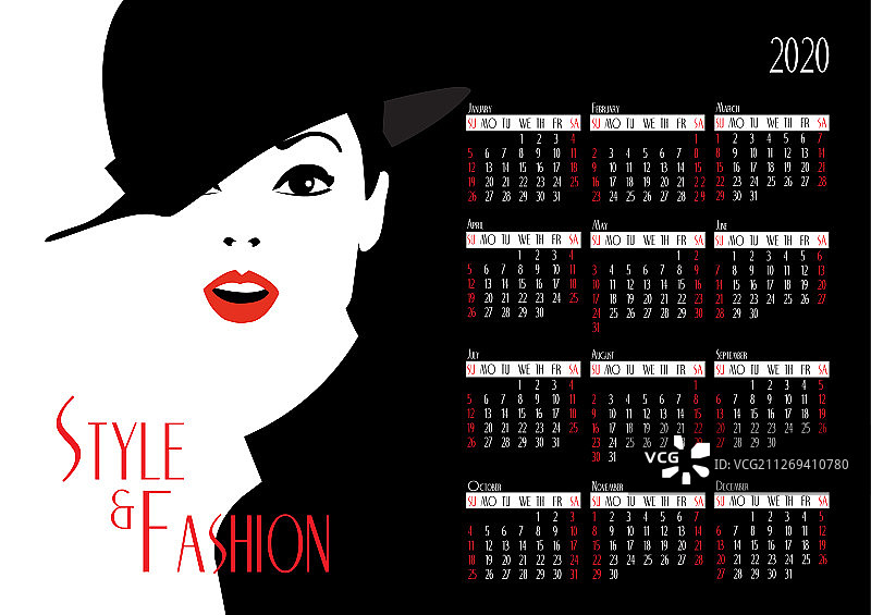 带有时尚女性的日历图片素材