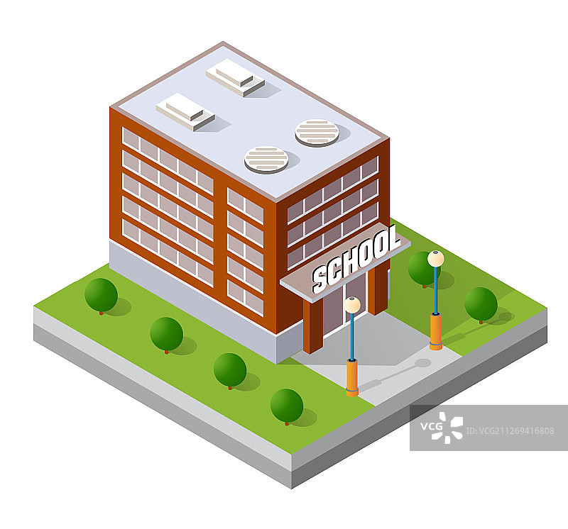 学校2.5D建筑学习教育图片素材