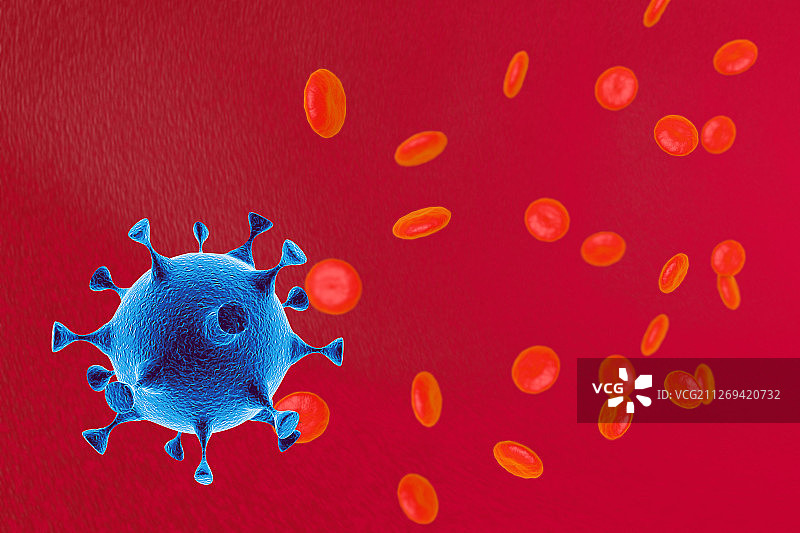 3d渲染血管内的血小板和病毒细胞图片素材