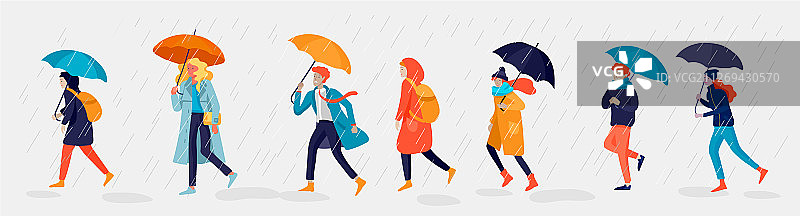 不同风格的人物走在街上图片素材