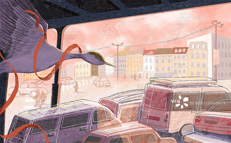 城市中飞行的鸟图片素材