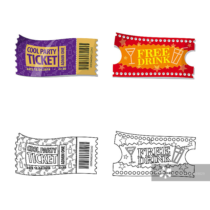 门票和入场标志设计图片素材