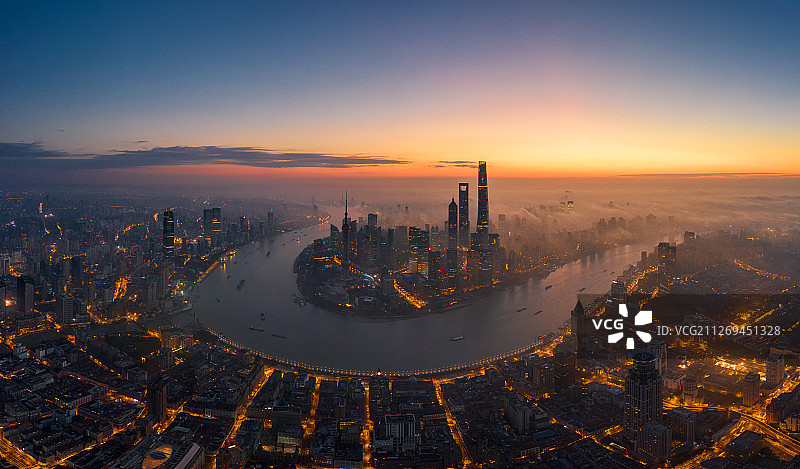 日出浦东城市风光图片素材