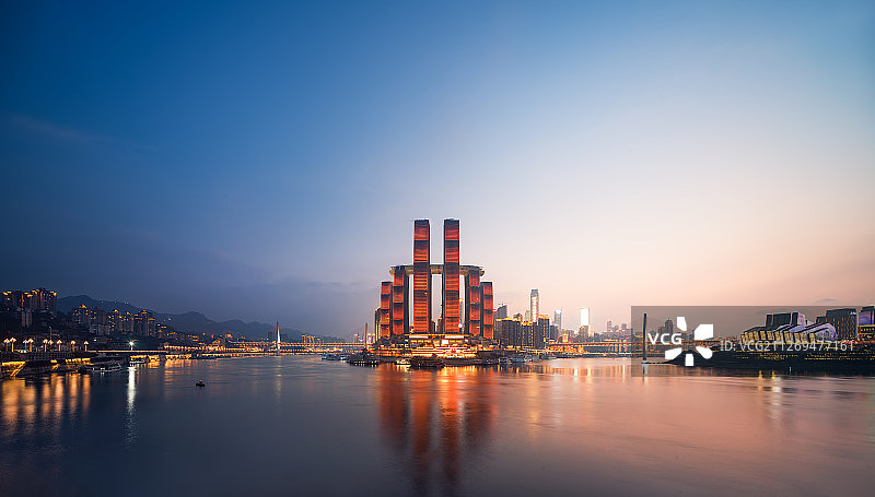 重庆市两江交汇夜景图片素材