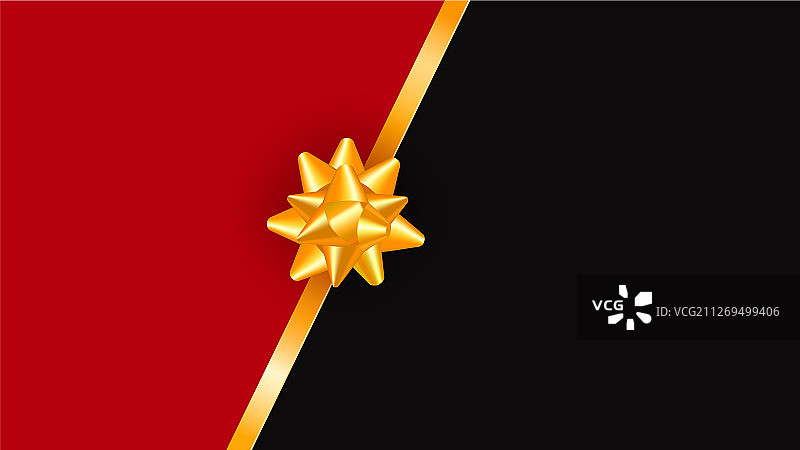 带有逼真闪亮金色蝴蝶结的礼品卡设计图片素材