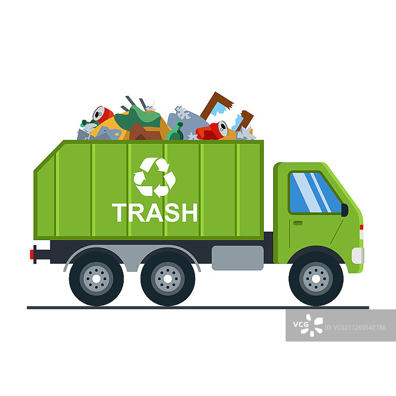 垃圾车运送垃圾到填埋场图片素材