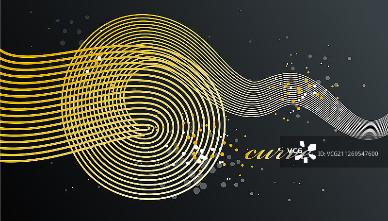 运动维度抽象中的金色3D线条图片素材