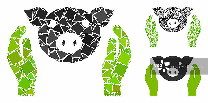 生猪养护双手组合图标图片素材