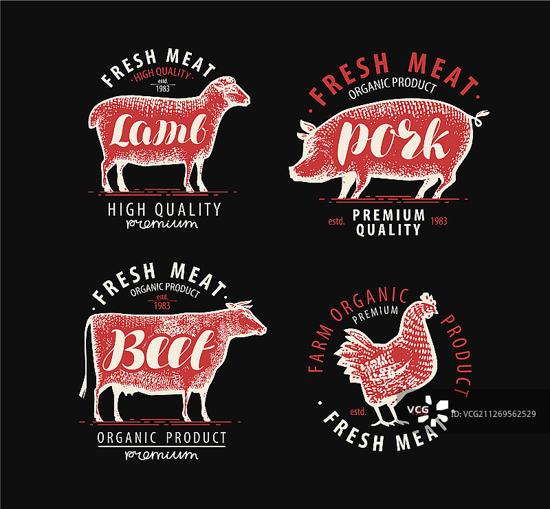 肉店食品标志标签合集图片素材