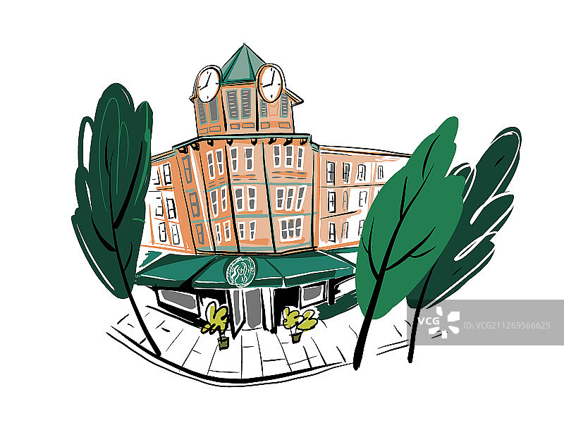 加拿大温哥华罗宾逊大道咖啡馆插图图片素材