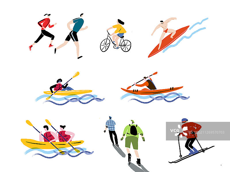 运动的人插图手绘图片素材